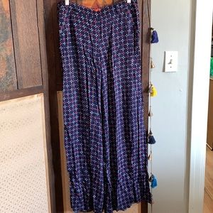 Patterned wide leg trousers